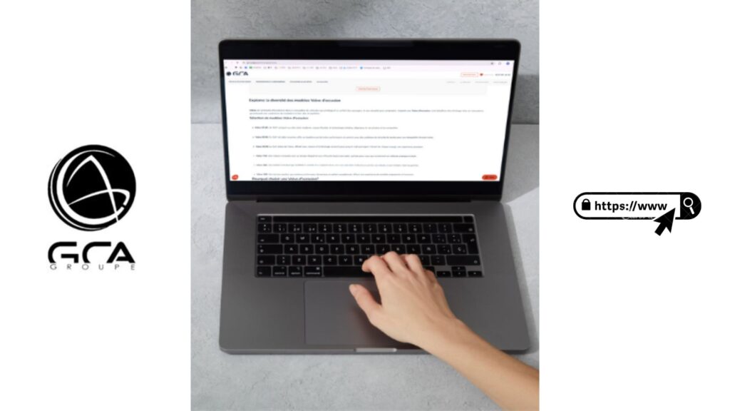 visuel ordinateur montrant le site du groupe gca